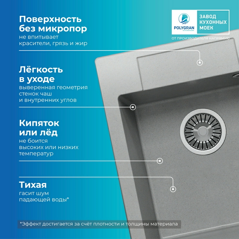Кухонная мойка Polygran ARGO-420 Цвет Серый