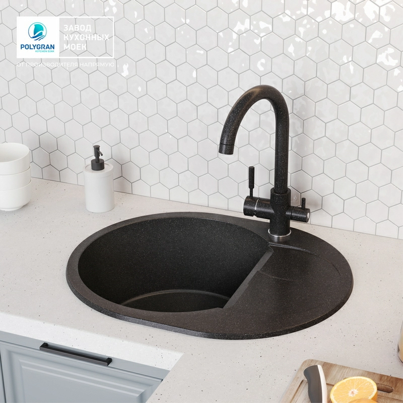 Кухонная мойка Polygran ATOL-620 Цвет Чёрный