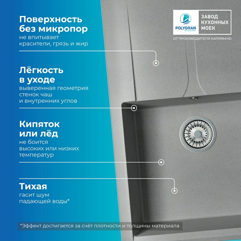 Кухонная мойка Polygran GALS-760 цвет серый