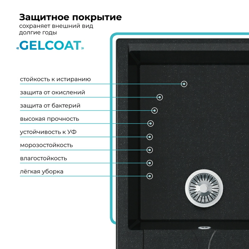 Кухонная мойка Polygran GALS-862 цвет космос