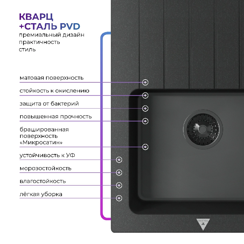 Кухонная мойка Tolero Twist TTS-760 Black Editon