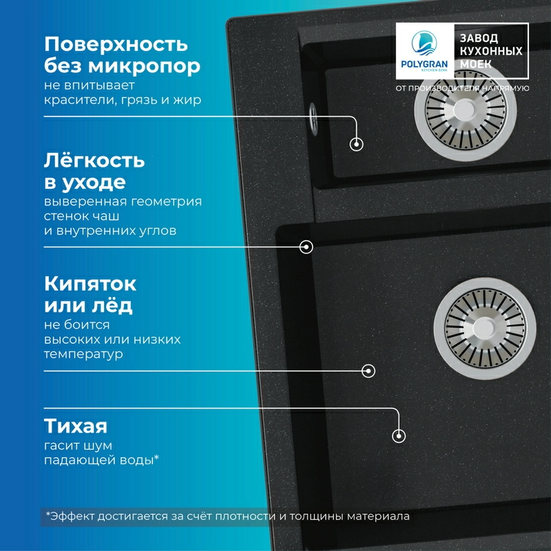 Кухонная мойка Polygran BRIG-620 Цвет Космос