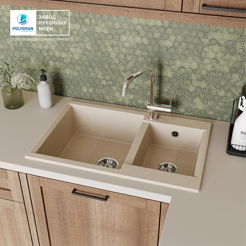 Кухонная мойка Polygran BRIG-772 цвет кремовый