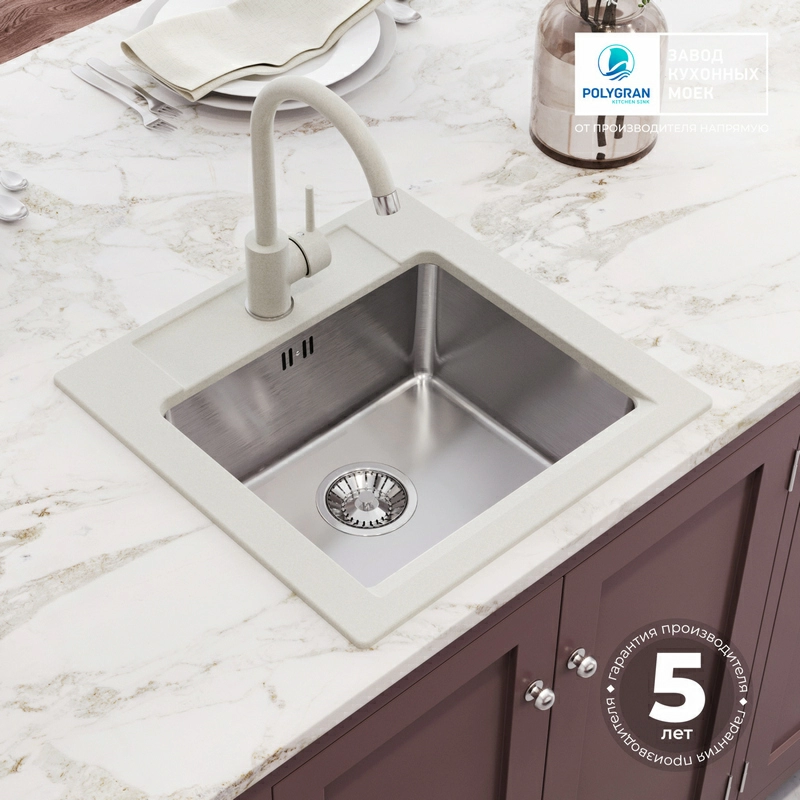 Кухонная мойка Tolero Twist TTS-500 Цвет Туман