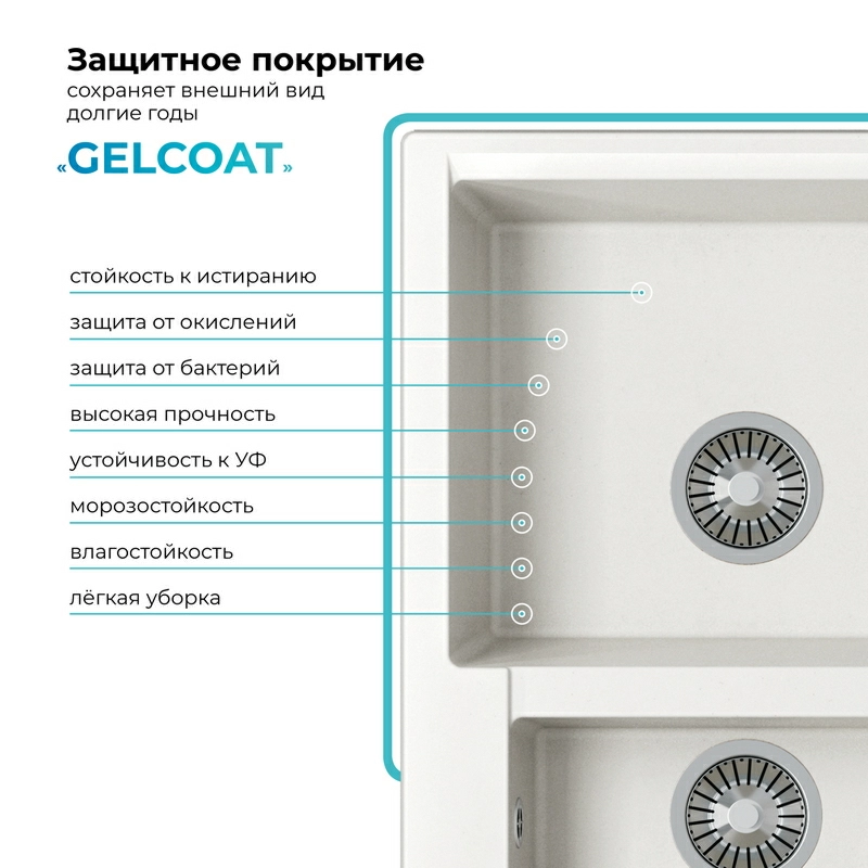 Кухонная мойка Polygran BRIG-620 Цвет Белый Хлопок