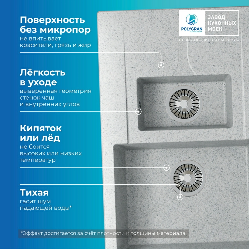 Кухонная мойка Polygran BRIG-770 цвет светло-серый