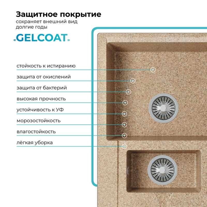 Кухонная мойка Polygran BRIG-870 Цвет Песочный