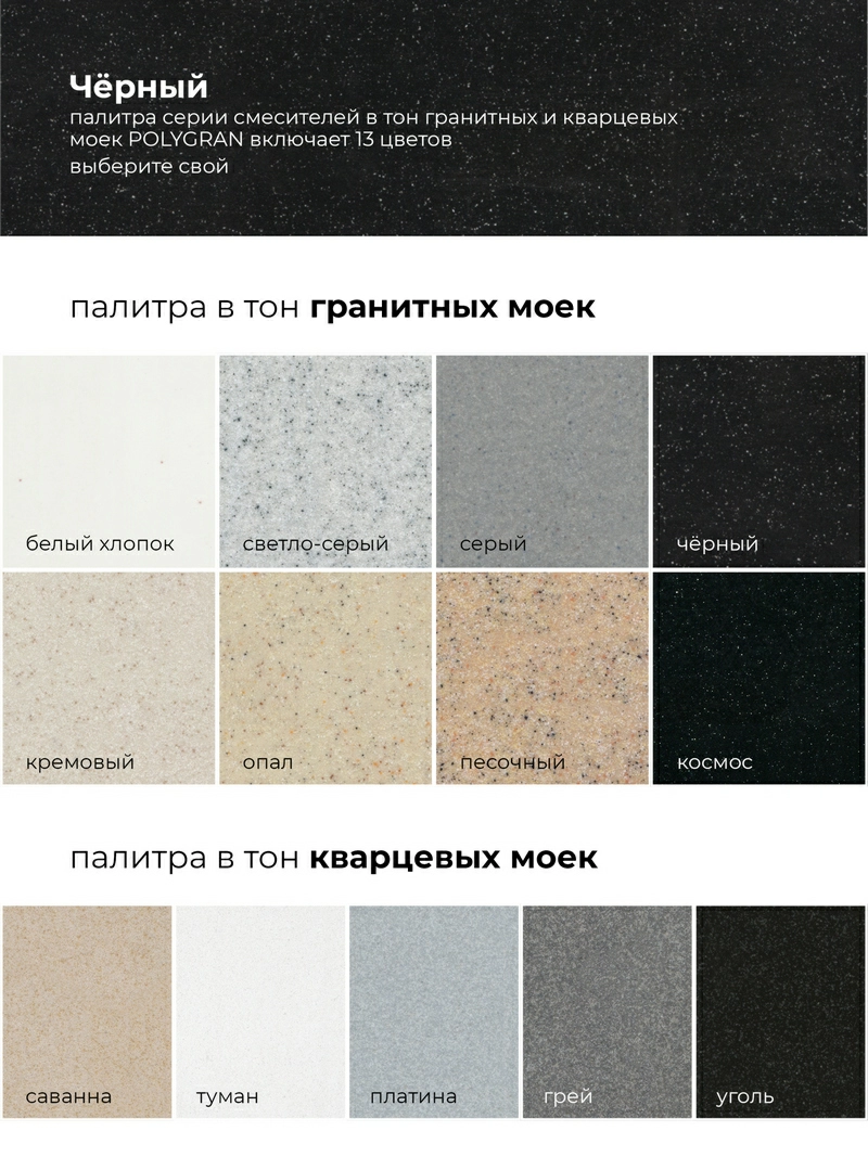 Смеситель кухонный Элара Чёрный