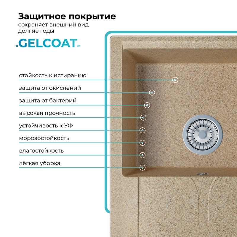 Кухонная мойка Polygran GALS-620 Цвет Песочный