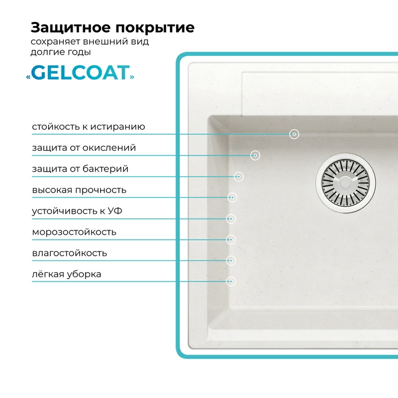 Кухонная мойка Polygran ARGO-560 Цвет Белый Хлопок