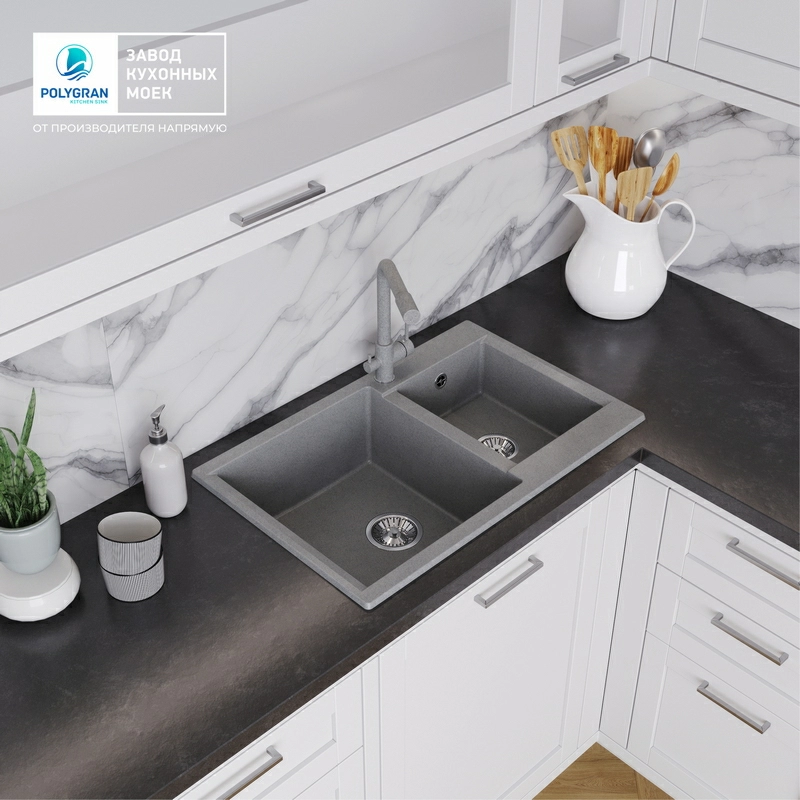 Кухонная мойка Polygran BRIG-772 цвет серый