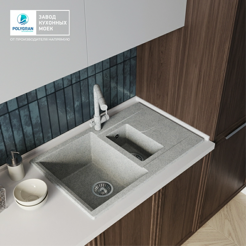 Кухонная мойка Polygran BRIG-770 цвет светло-серый