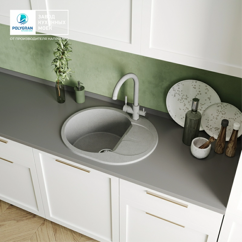Кухонная мойка Polygran ATOL-620 Цвет Серый