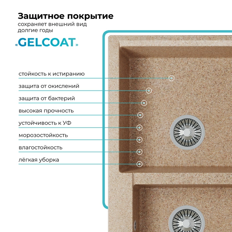 Кухонная мойка Polygran BRIG-772 цвет песочный