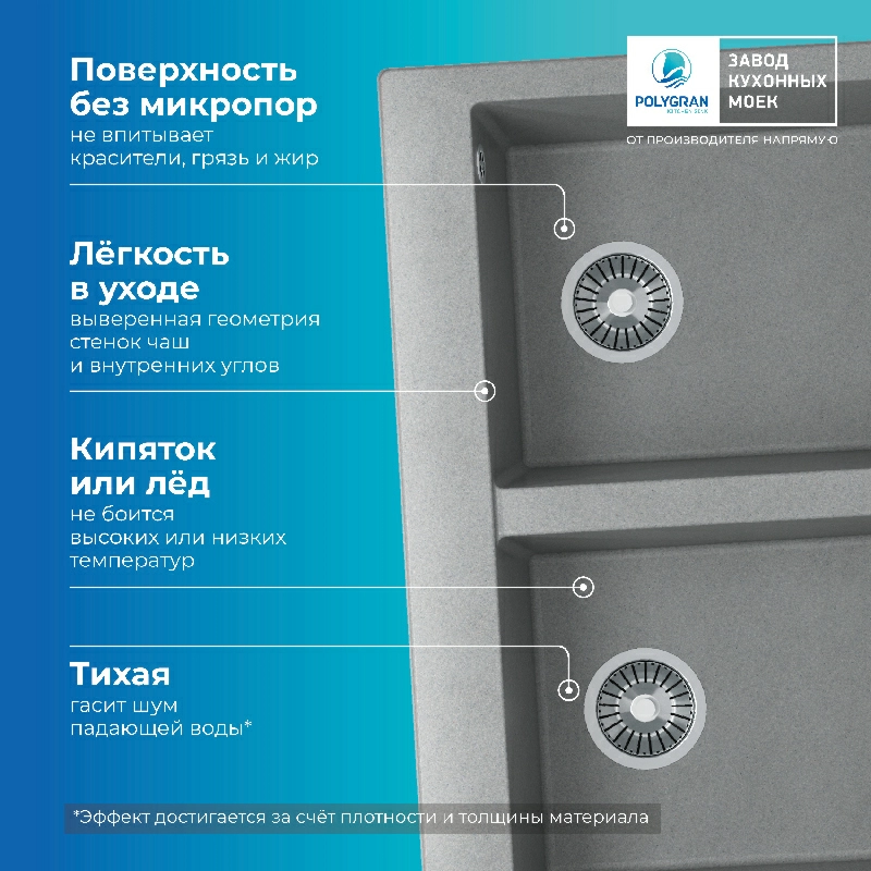 Кухонная мойка Polygran BRIG-790 Цвет Серый