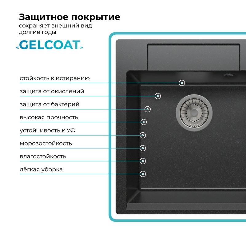 Кухонная мойка Polygran ARGO-460 Цвет Чёрный