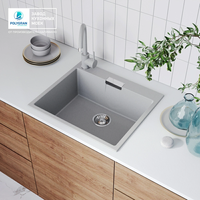 Кухонная мойка Tolero Loft-580 Цвет Платина