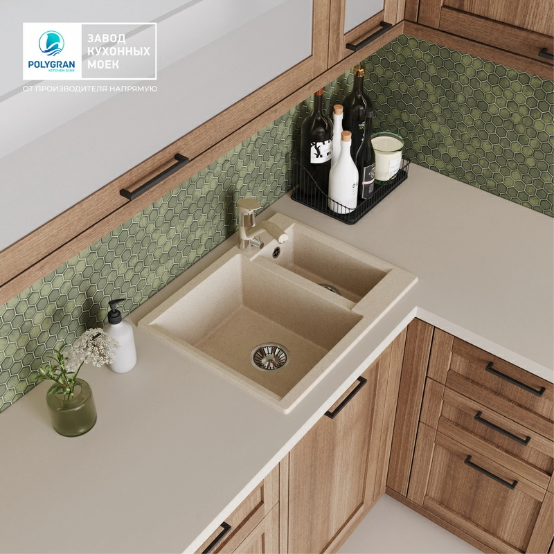 Кухонная мойка Polygran BRIG-620 Цвет Кремовый