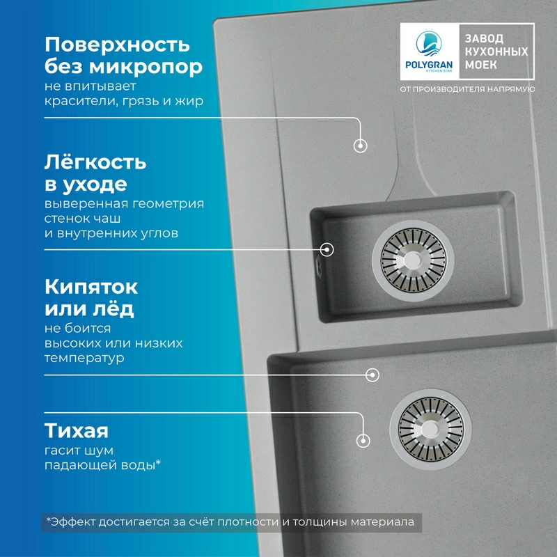 Кухонная мойка Polygran BRIG-870 Цвет Серый