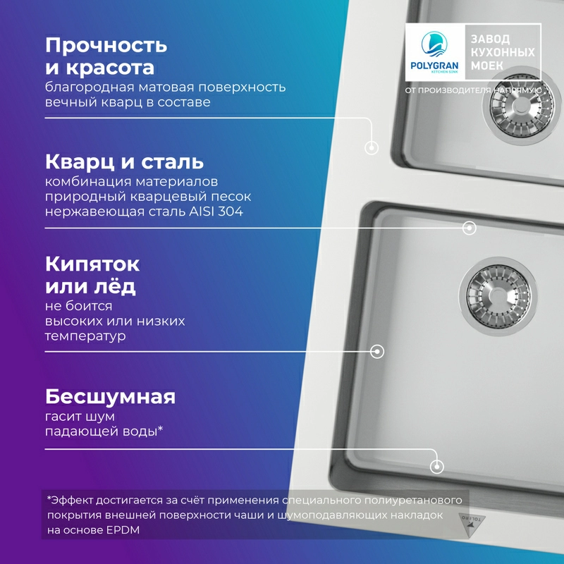 Кухонная мойка Tolero Twist TTS-840 Цвет Туман