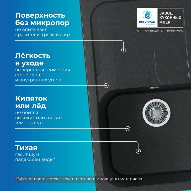 Кухонная мойка Polygran ALTO-780 Цвет Космос