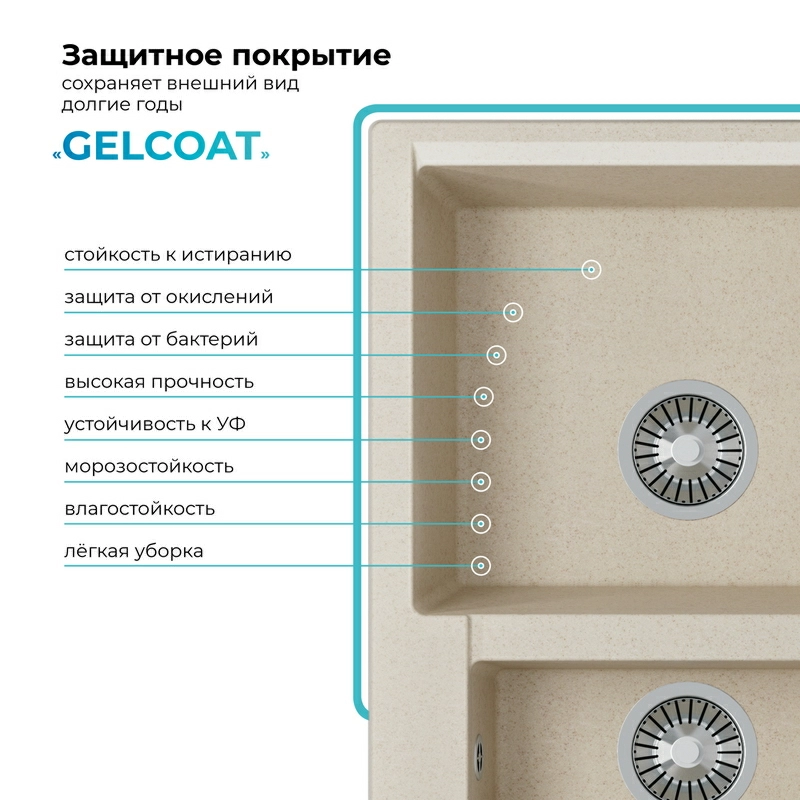 Кухонная мойка Polygran BRIG-620 Цвет Кремовый