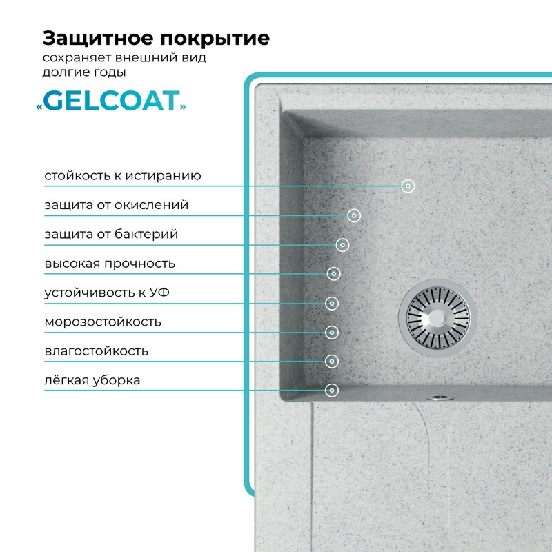 Кухонная мойка Polygran GALS-760 цвет светло-серый