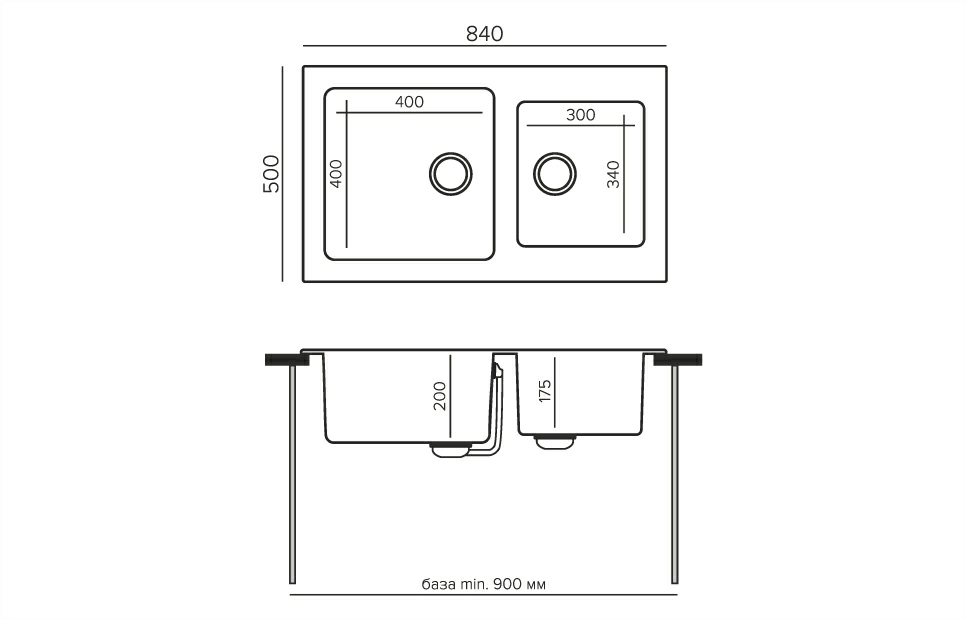 Кухонная мойка Tolero Twist TTS-840 черный №911
