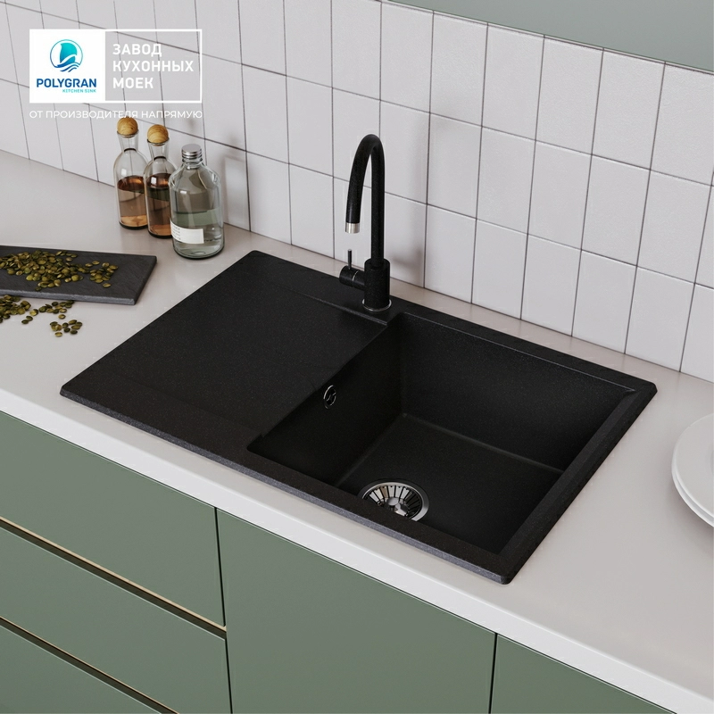 Кухонная мойка Polygran GALS-760 цвет черный