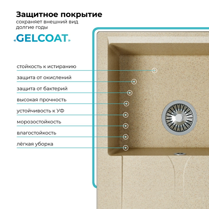 Кухонная мойка Polygran GALS-620 Цвет Опал