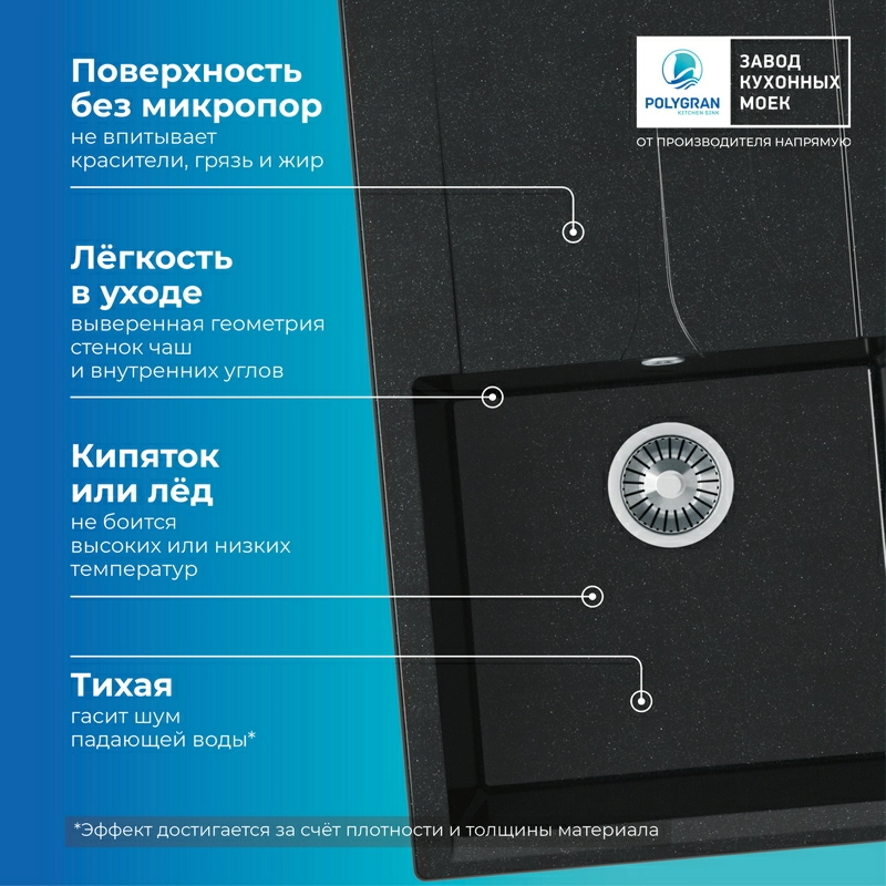 Кухонная мойка Polygran GALS-860 цвет космос