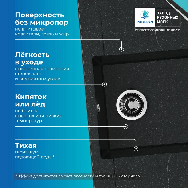 Кухонная мойка Polygran RIFF-800 Цвет Космос