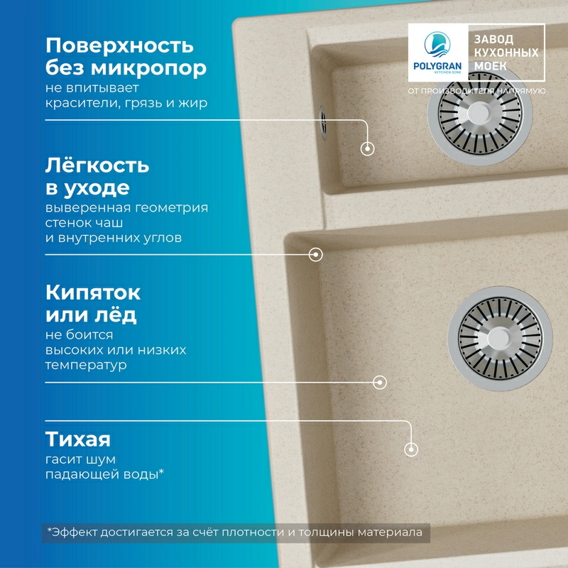 Кухонная мойка Polygran BRIG-620 Цвет Кремовый