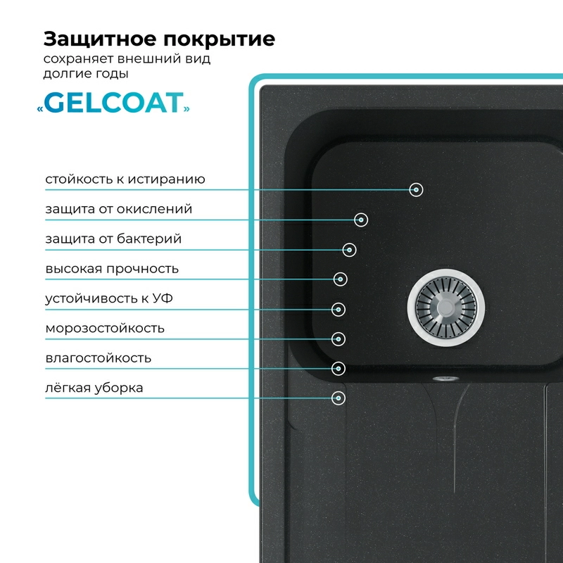 Кухонная мойка Polygran ALTO-780 Цвет Космос