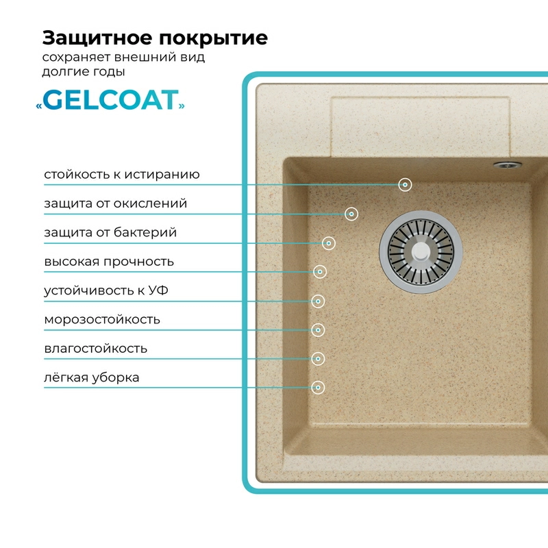 Кухонная мойка Polygran ARGO-420 Цвет Опал