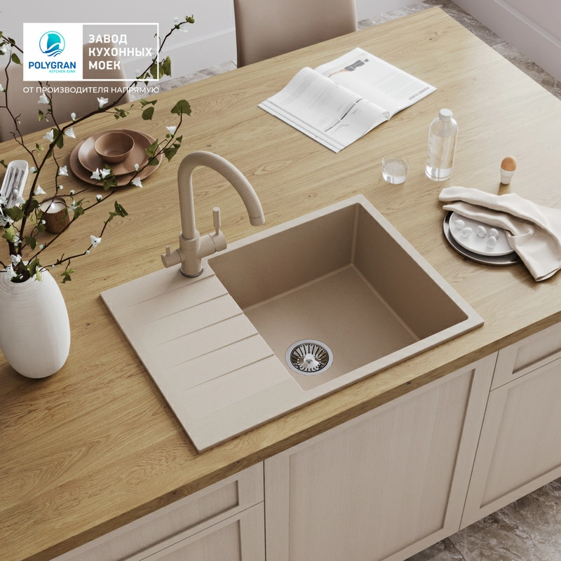 Кухонная мойка Tolero Quartz-700 Цвет Саванна