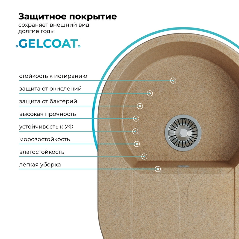 Кухонная мойка Polygran ATOL-760 Цвет Песочный