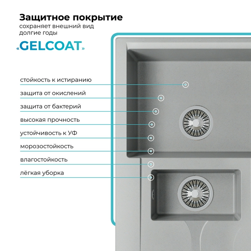 Кухонная мойка Polygran BRIG-770 цвет серый