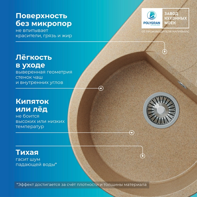 Кухонная мойка Polygran ATOL-760 Цвет Песочный