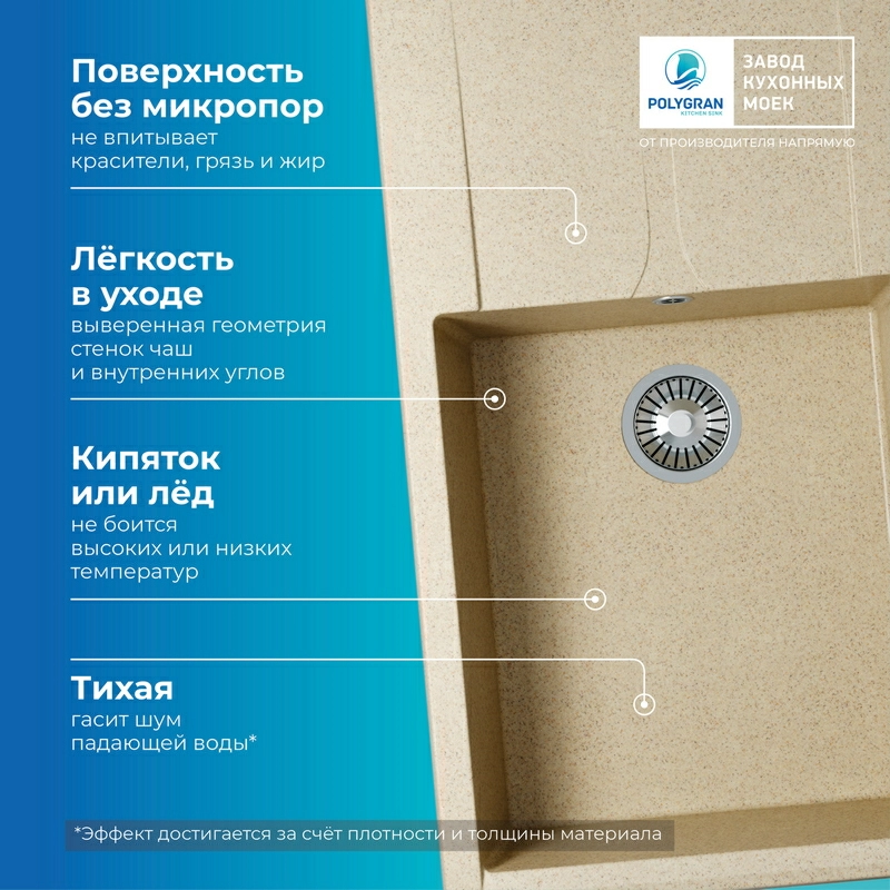 Кухонная мойка Polygran GALS-862 цвет опал