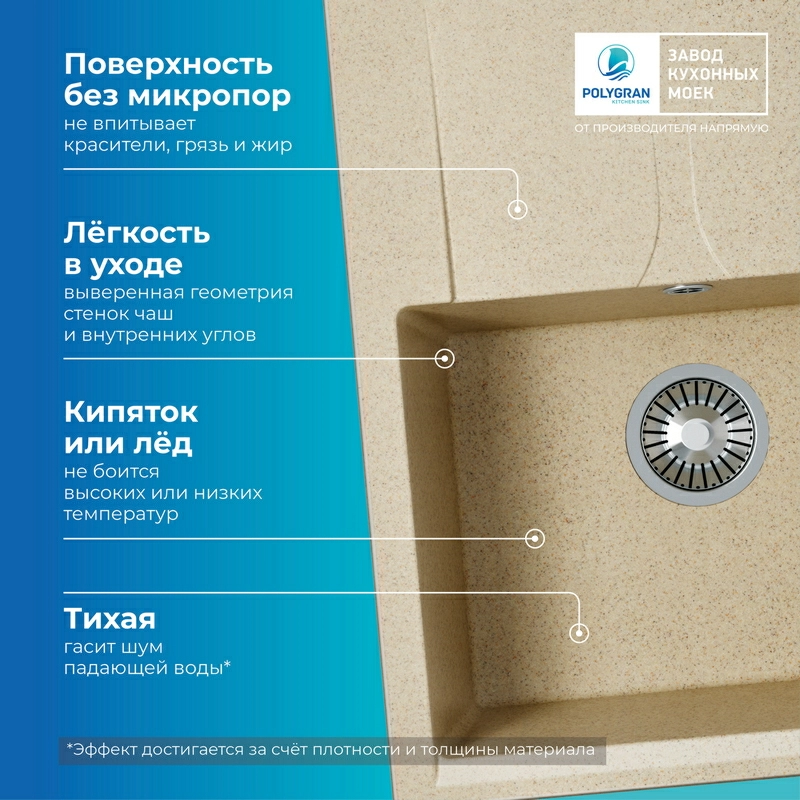 Кухонная мойка Polygran GALS-620 Цвет Опал