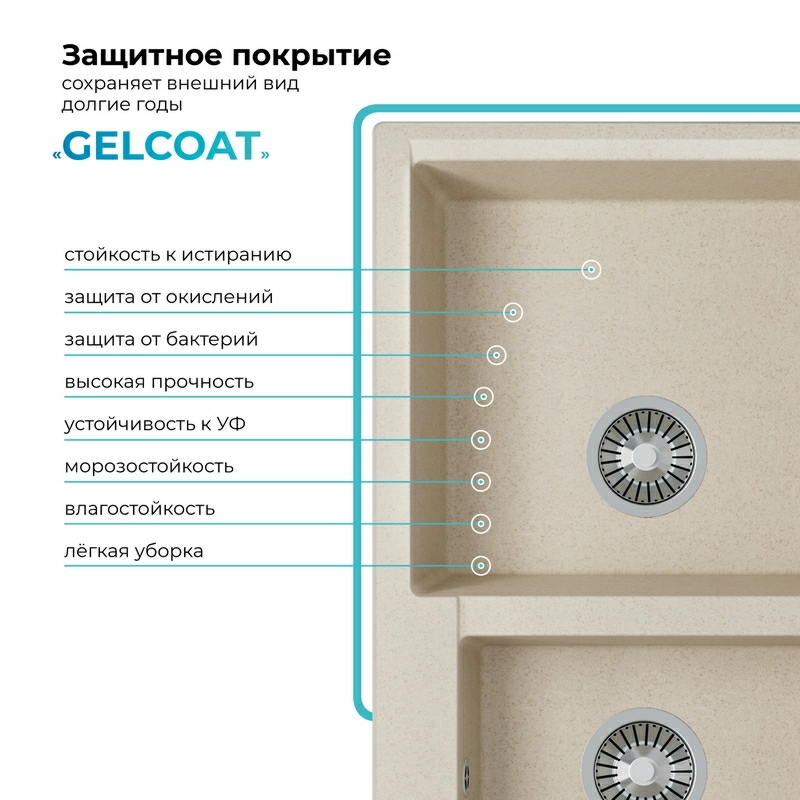 Кухонная мойка Polygran BRIG-772 цвет кремовый