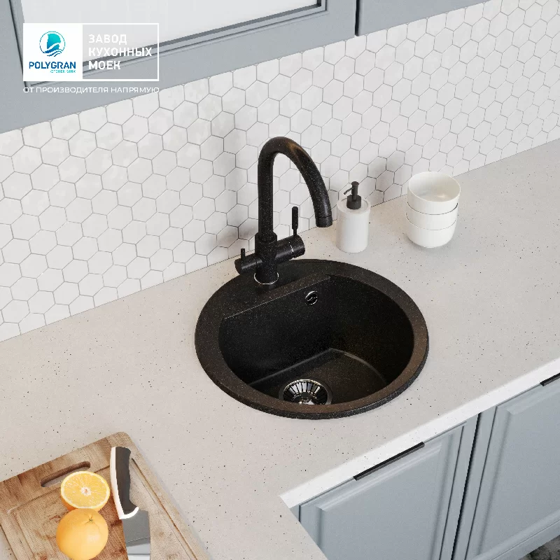Кухонная мойка Polygran ATOL-460 Цвет Чёрный