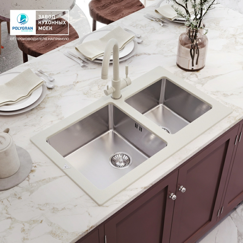 Кухонная мойка Tolero Twist TTS-840 Цвет Туман