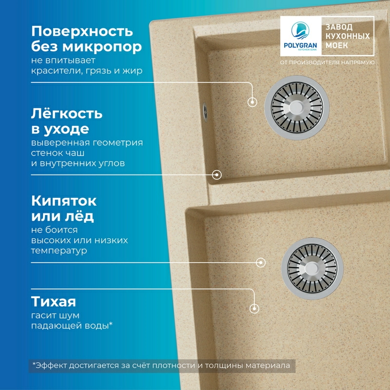 Кухонная мойка Polygran BRIG-772 цвет опал