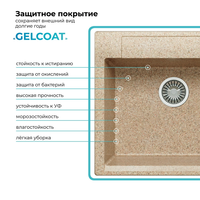 Кухонная мойка Polygran ARGO-560 Цвет Песочный