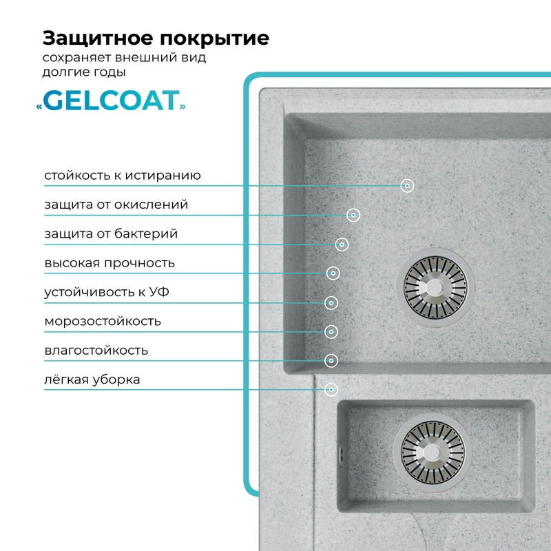 Кухонная мойка Polygran BRIG-870 Цвет Светло-серый
