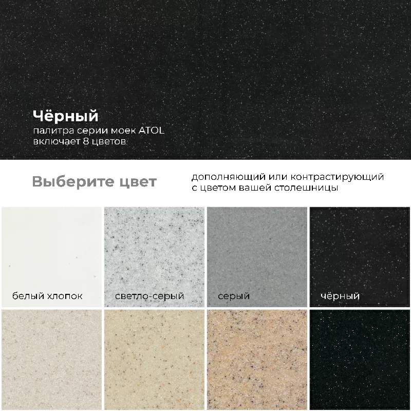 Кухонная мойка Polygran ATOL-460 Цвет Чёрный