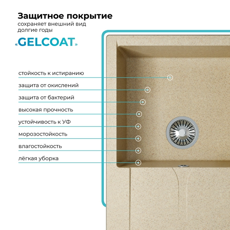 Кухонная мойка Polygran GALS-760 цвет опал