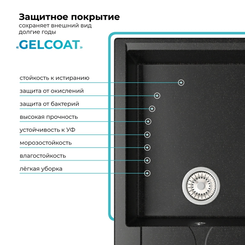 Кухонная мойка Polygran GALS-862 цвет черный